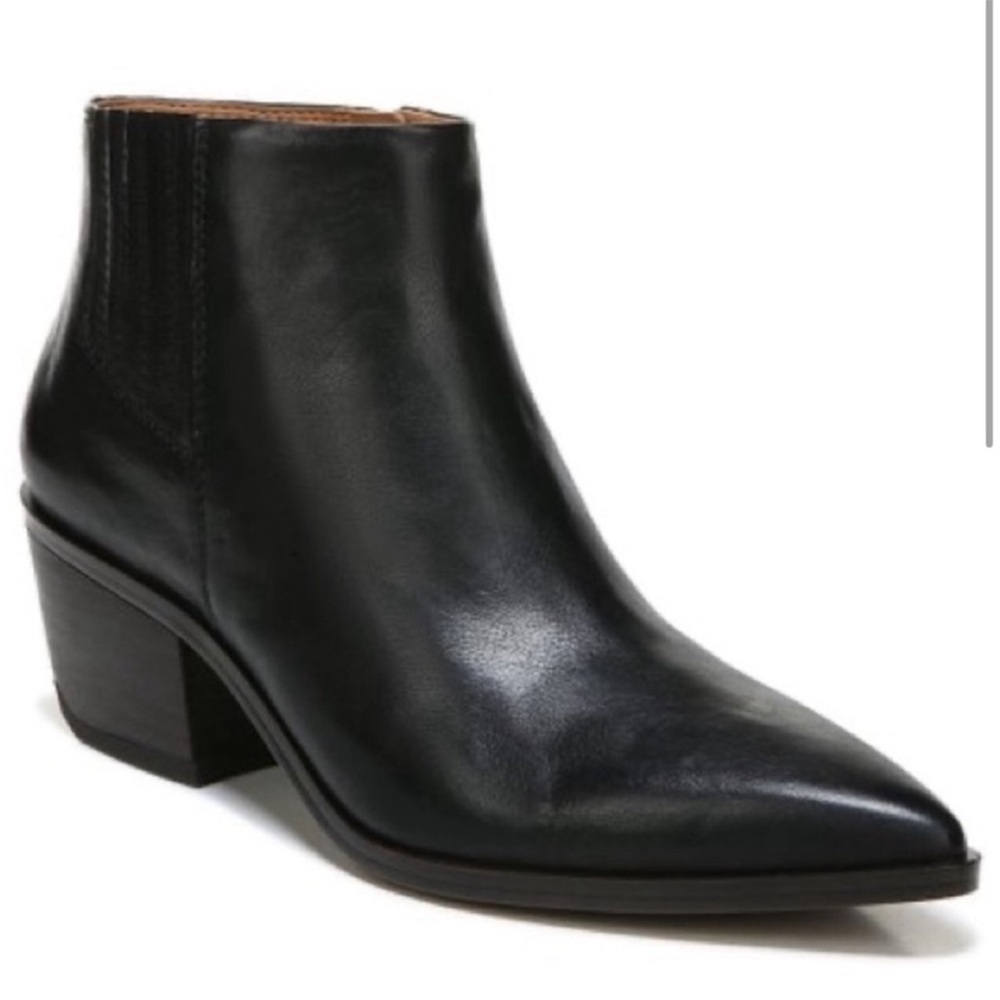 Franco Sarto Spur Black Leather Ankle Boots